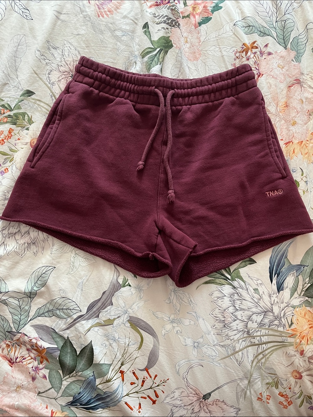TNA Sweatfleece Cozy Burgundy Athletic Shorts